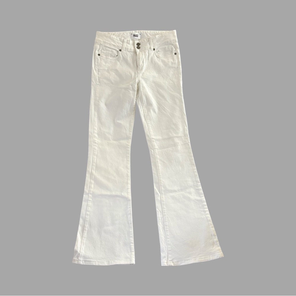 PAIGE Hidden Hills High Rise Flare Jeans Optic White Size 28 NWOT